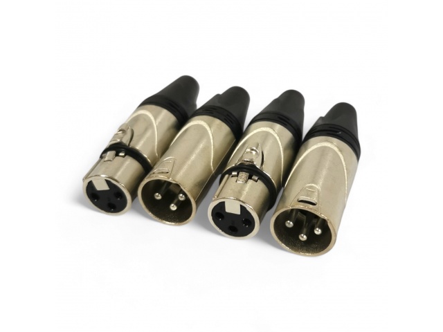 Pack 4 Conectores Canon Macho o Hembra Cromado 100% Metal