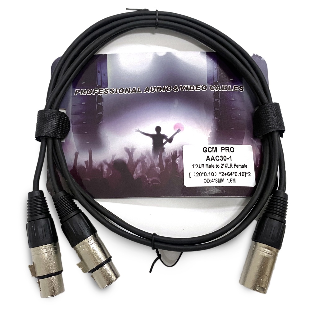 Cable Canon splitteado XLR (M) a 2 XLR (H) de 1.5 Metros