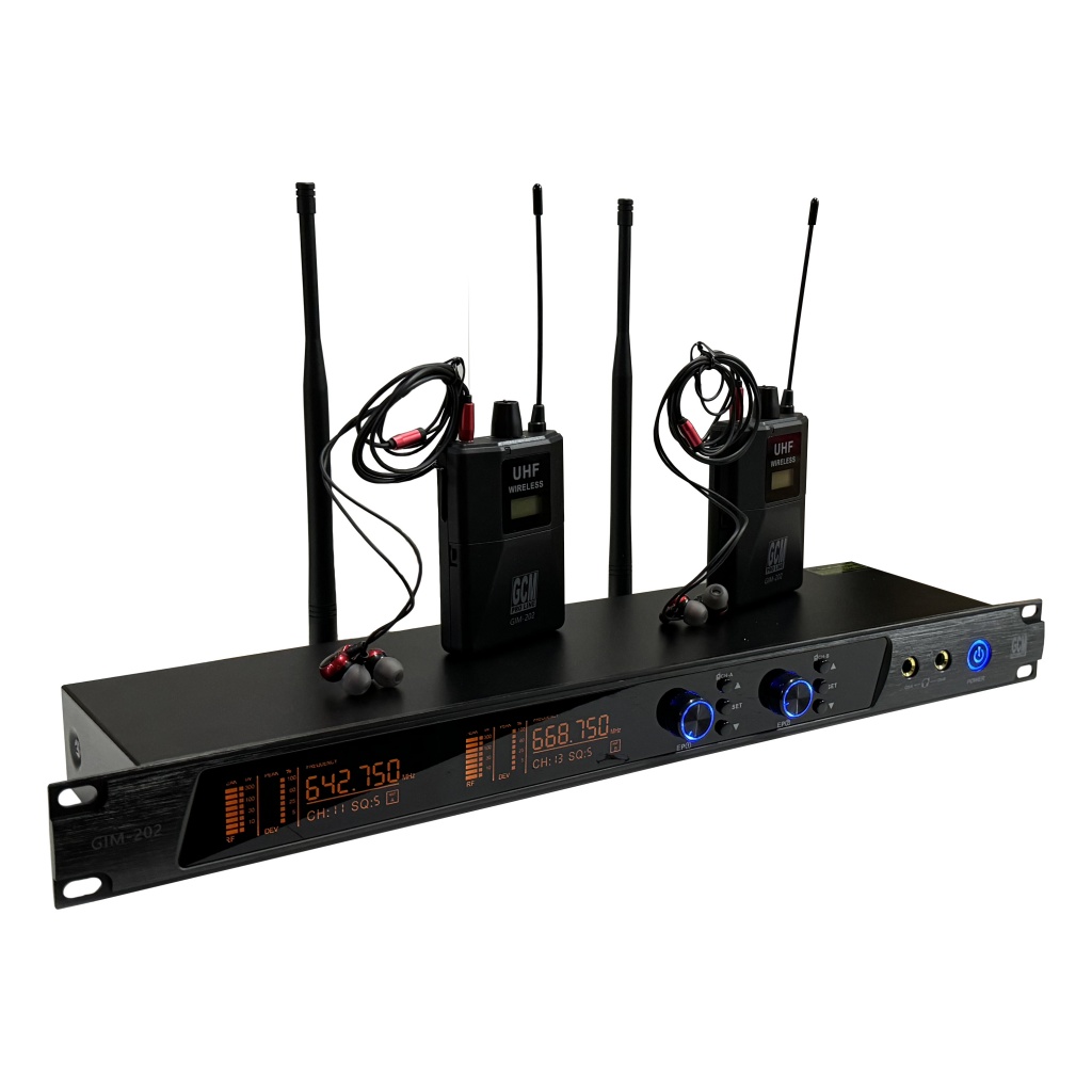 Sistema de monitor inalambrico In Ear Doble Mono GIM-202 GCM Pro Line vista 2